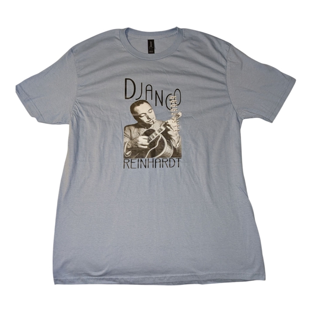 Django Reinhardt Graphic T-Shirt L NWT Jazz Guitarist Gypsy Swing Music Tee Band